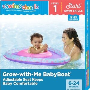 SwimSchool Grow-with-Me Baby Boat Float 6–24 Months Pink Narwhal NEW